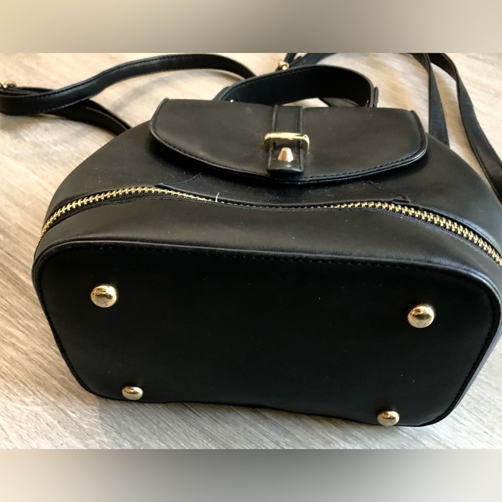 Simple Black And Gold Mini Backpack - image 2